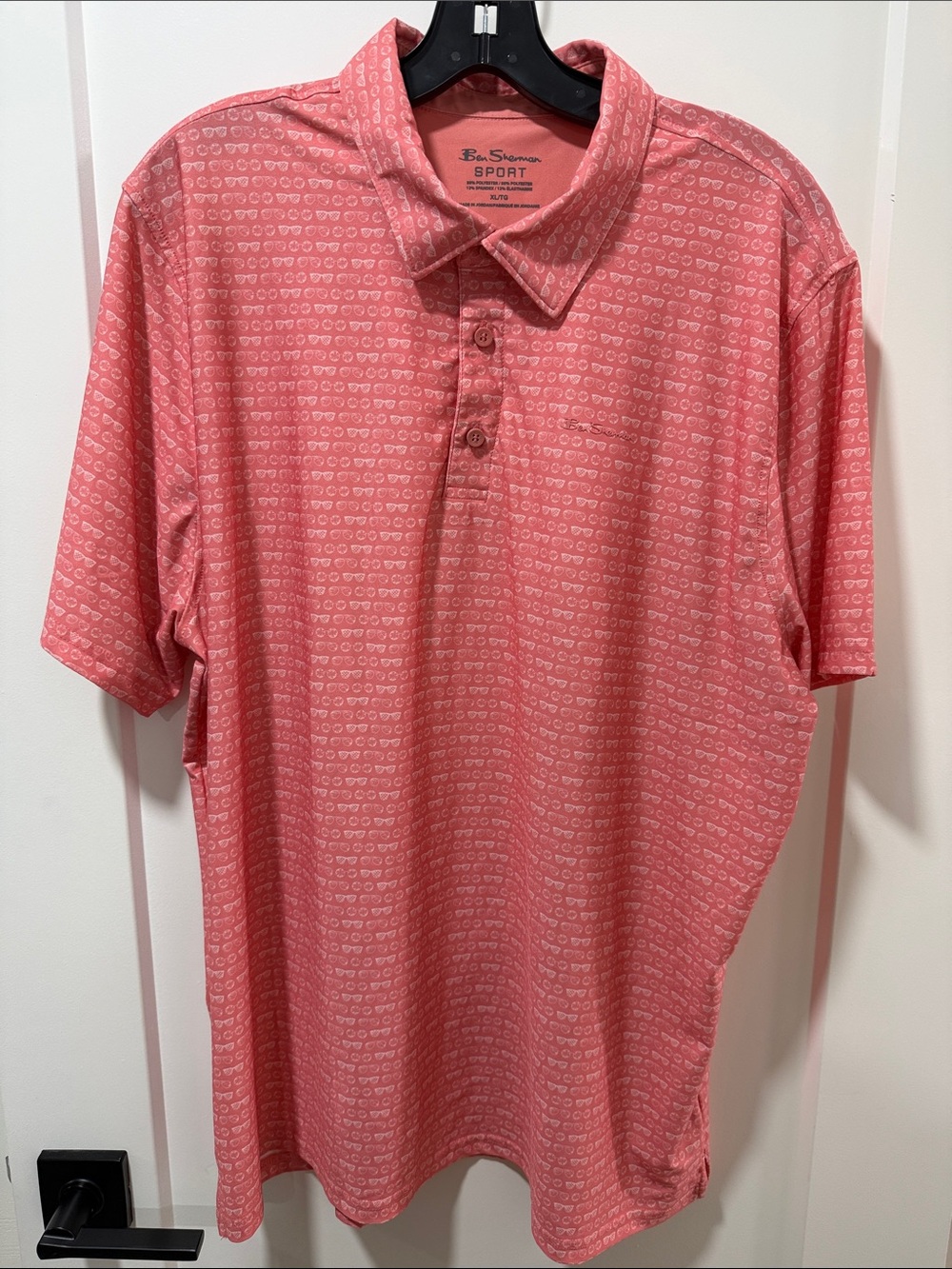 Ben Sherman Coral Short-Sleeve Polo with White Sunglasses Micro Print - XL